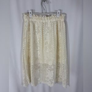 Gibson Latimer Ivory Lace Elastic Waist Skirt